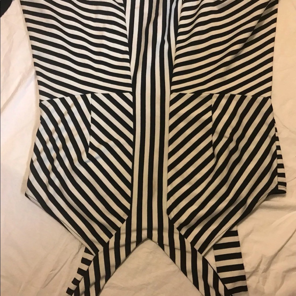 Black and white striped peplum